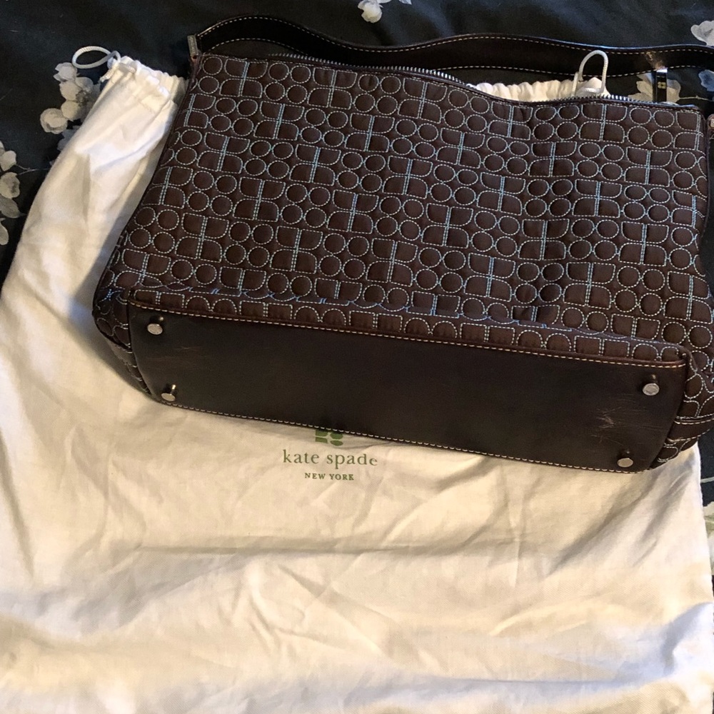 Kate Spade satchel Tiffany blue suede interior